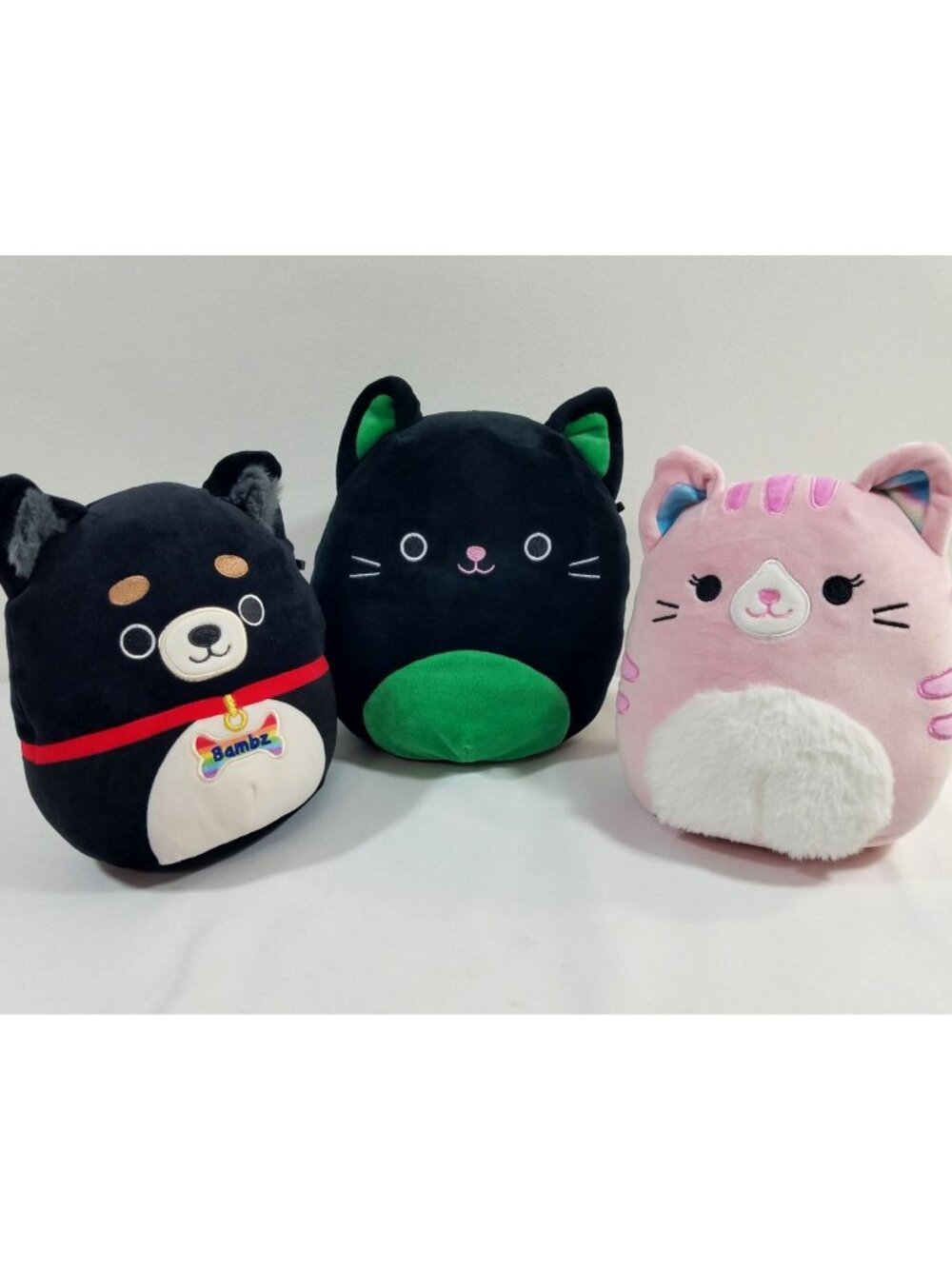Squishmallow 8 Inch Cleo and Filippa the Cat Bambz the Pomchi Dog Plush Lot of 3